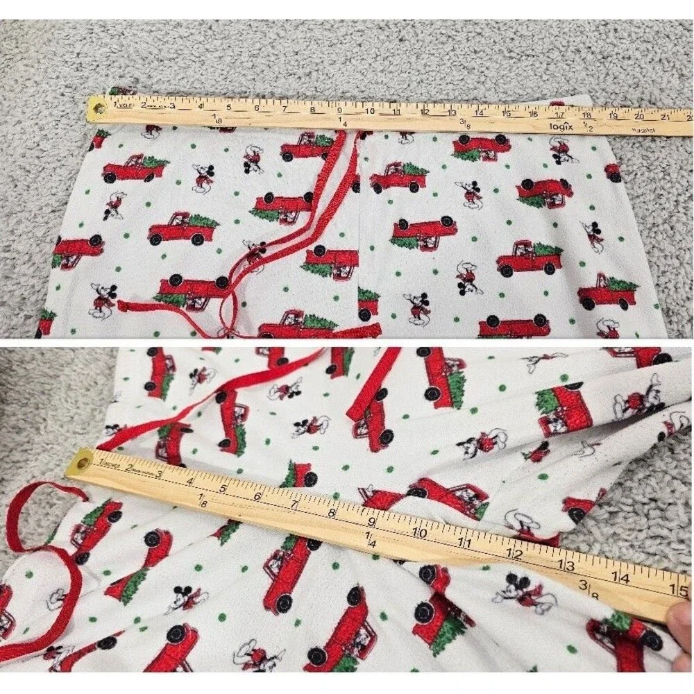 Disney Mickey Mouse Flannel Pajamas 2 Piece Red Truck Christmas Tree Womens XL